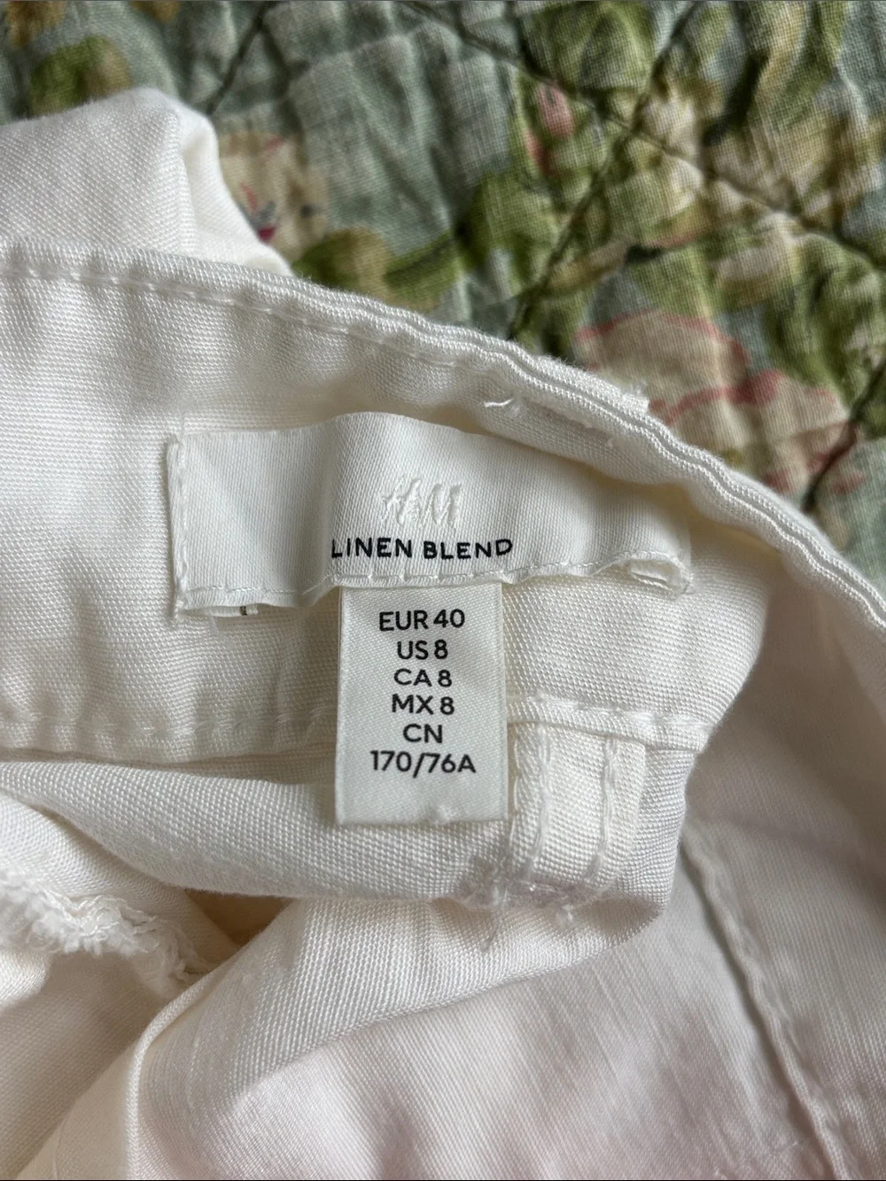 H&M linen blend Ivory/ Cream Cargo Utility Pants S